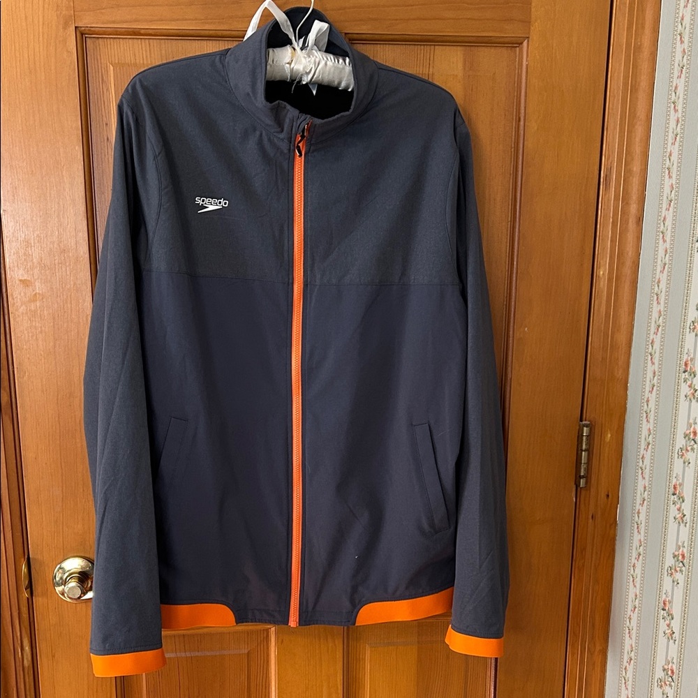 Speedo Men's Dark Gray and Orange Windbreaker
